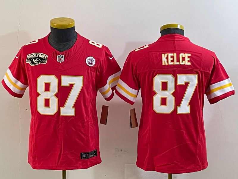 Youth 2025 Kansas City Chiefs #87 Kelce red Nike NFL jersey style 2->youth nfl jersey->Youth Jersey